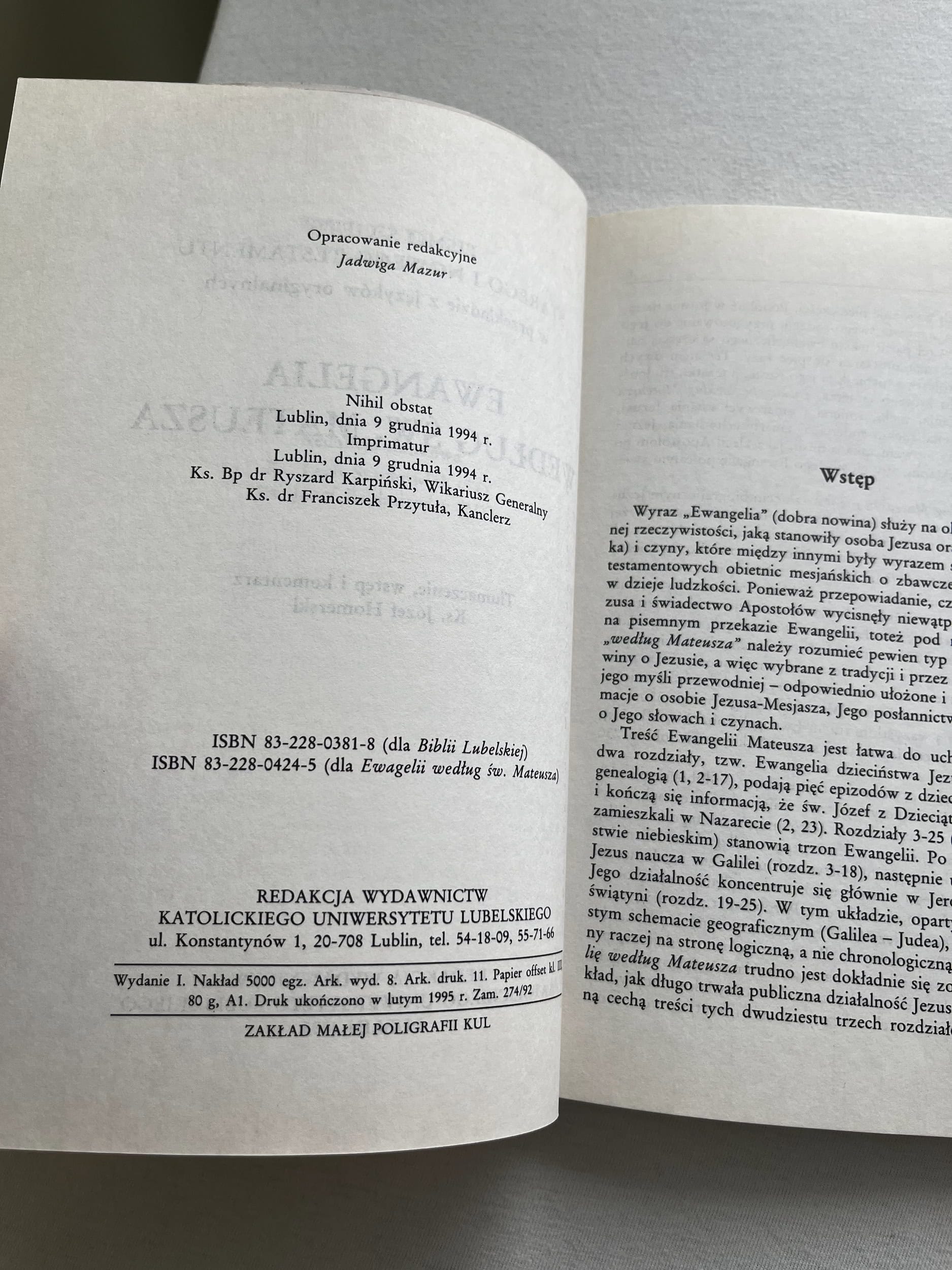 Biblia Lubelska - Ewangelia według św. Mateusza wydanie 1 2 Biblia Lubelska - Ewangelia według św. Mateusza wydanie 1 - obrazek 2
